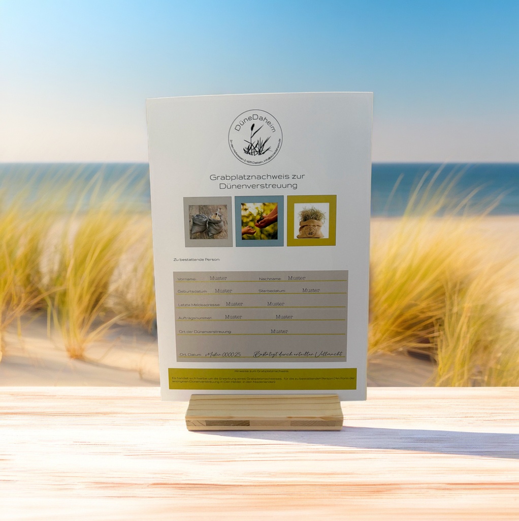 Grabplatznachweis zur Dünenverstreuung
